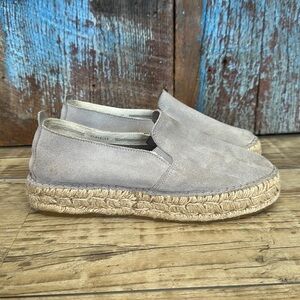 Fabiolas Women's Handcrafted Espadrille Slip On Taupe Gray Suede Boho